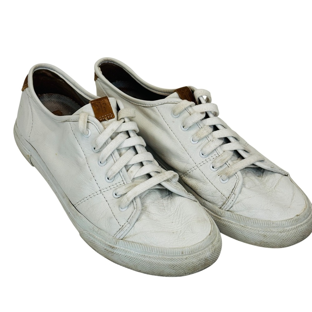 Frye Ivy Low Lace White Leather Sneakers Womens 9 Minimalist Casual Shoes Luxury